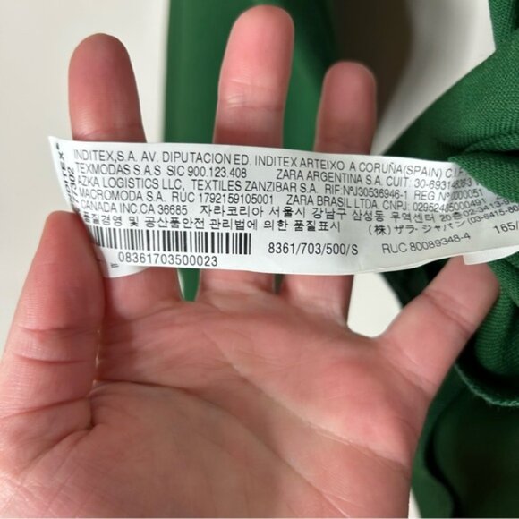 ZARA Draped Off The Shoulder Blouse Top Emerald Green Size Small NWT - Picture 10 of 13